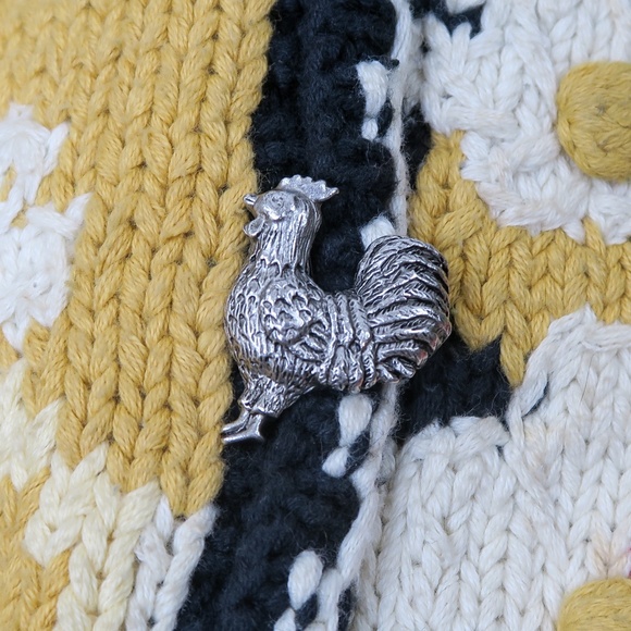 Vintage 90s Just Better Sweater designs by Lisa Coufal Rooster Cardigan Sweater - Picture 11 of 15